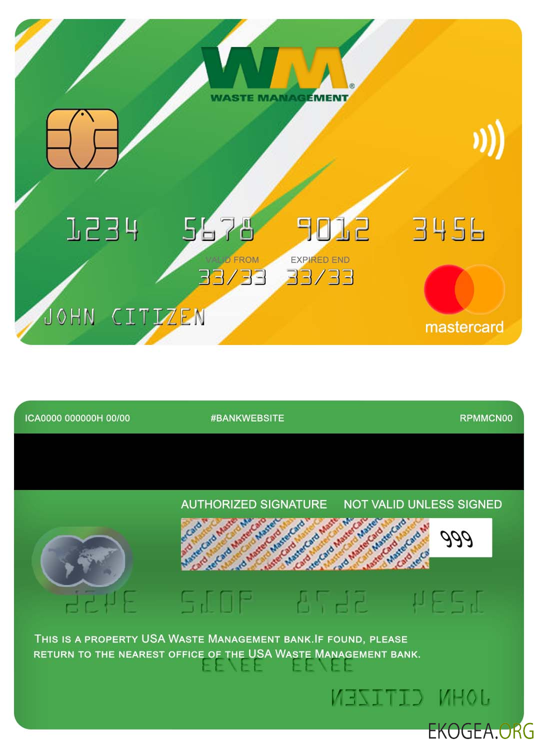 Mastercard de la banque USA Waste Management